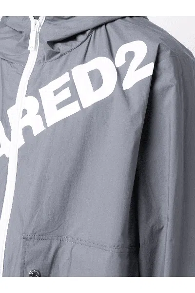 Dsquared2 Logo Windbreaker Jacket Grey In Grey