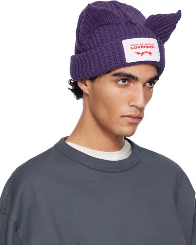 Charles Jeffrey Loverboy Purple Chunky Ears Beanie In Purple