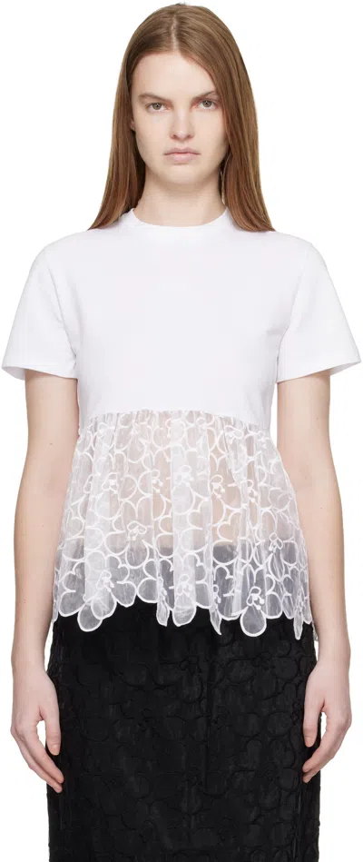 Cecilie Bahnsen Lace-detail T-shirt In White