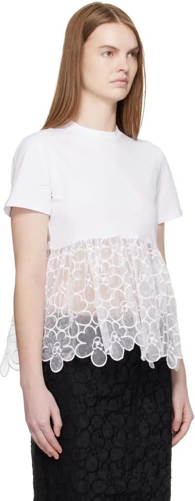 Cecilie Bahnsen Lace-detail T-shirt In White