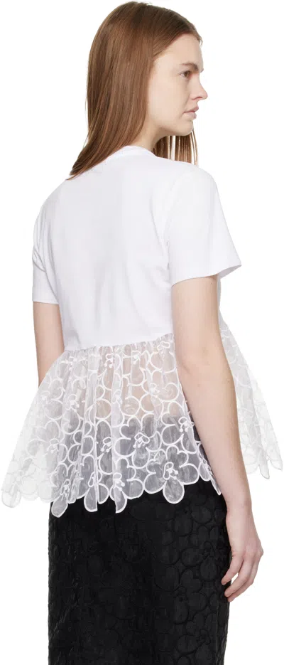 Cecilie Bahnsen Lace-detail T-shirt In White