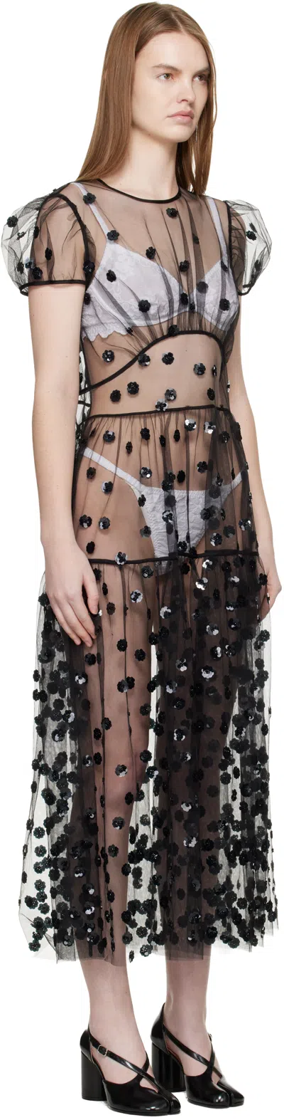 Cecilie Bahnsen Black Cbnanna Midi Dress In Multi