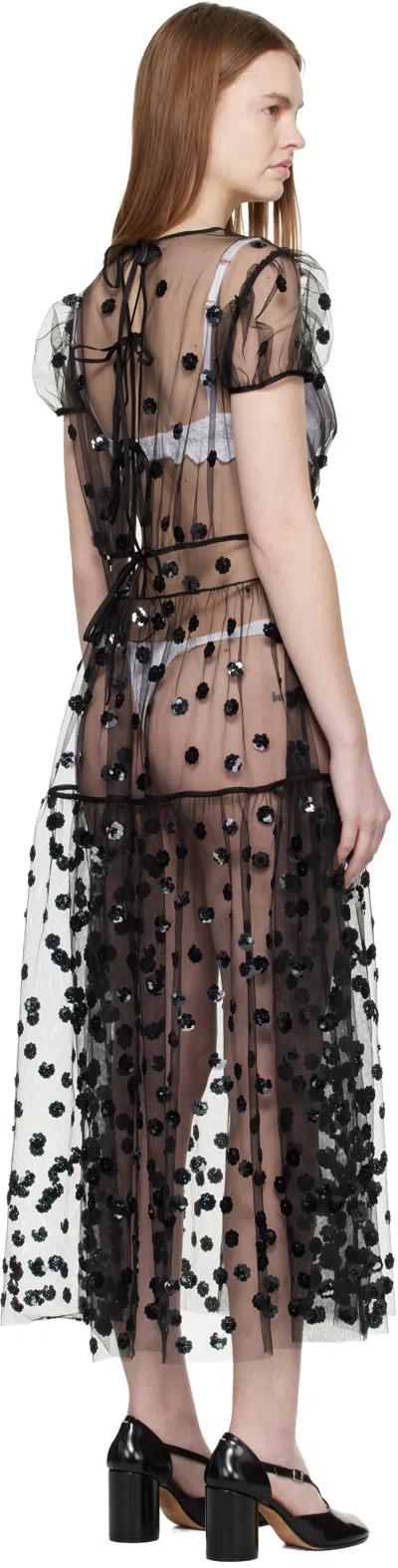 Cecilie Bahnsen Black Cbnanna Midi Dress In Multi