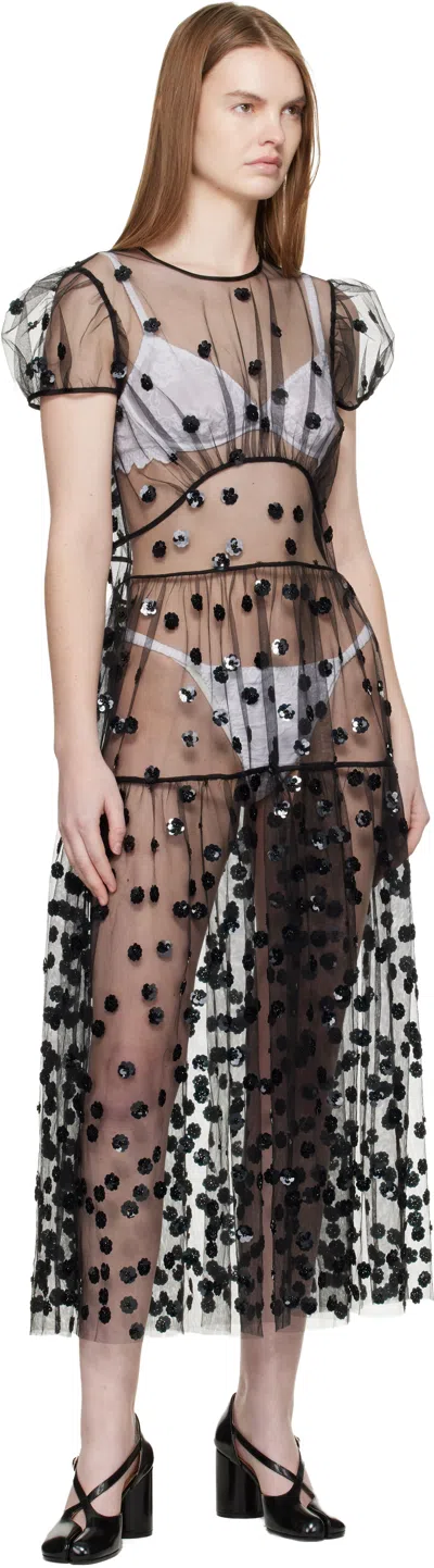 Cecilie Bahnsen Black Cbnanna Midi Dress In Multi