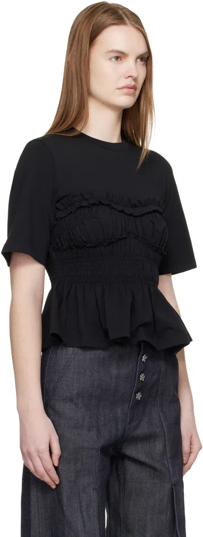 Cecilie Bahnsen Vilde Shirred Peplum T-shirt In Black