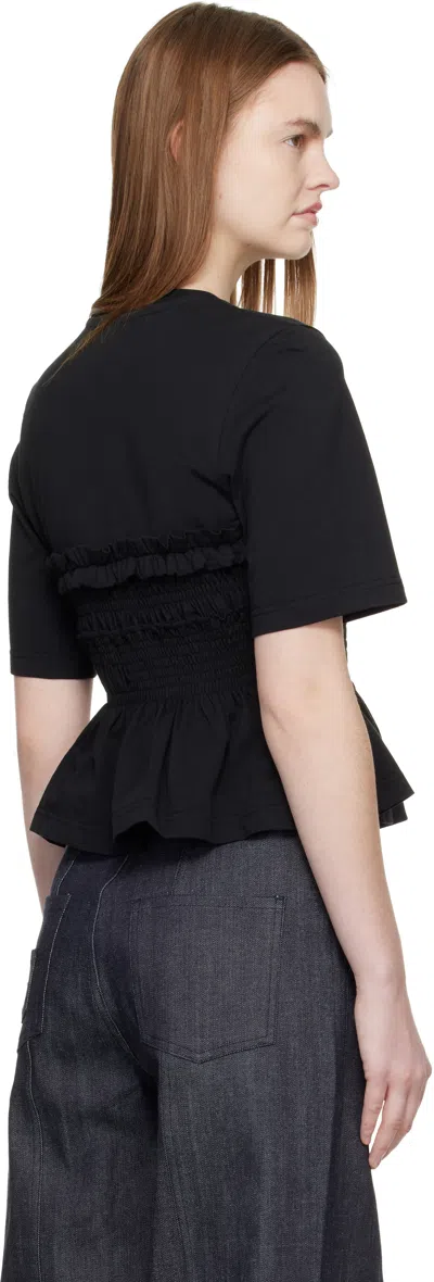 Cecilie Bahnsen Vilde Shirred Peplum T-shirt In Black