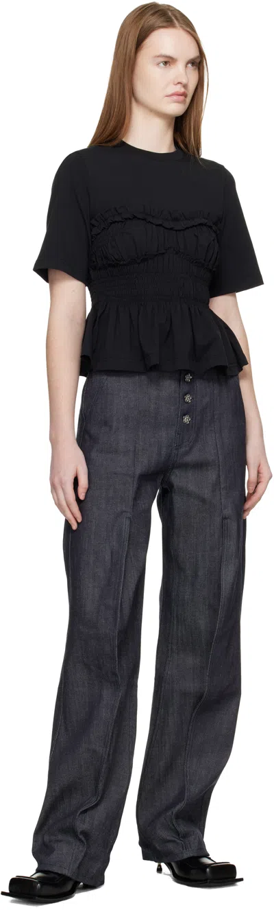 Cecilie Bahnsen Vilde Shirred Peplum T-shirt In Black