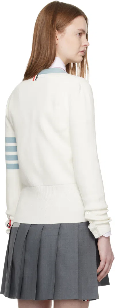 Thom Browne Off-white Milano Stitch Cotton 4-bar Cardigan In White