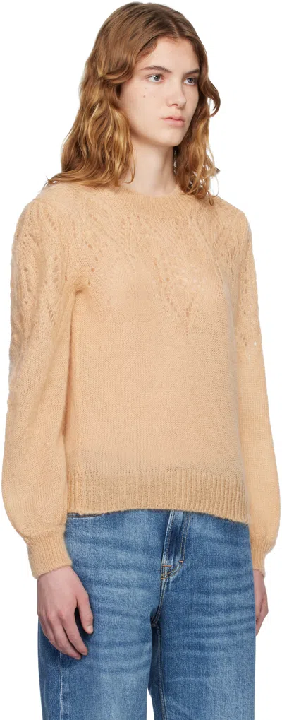 Isabel Marant Étoile Tan Jenia Openwork Mohair Knit Sweater In Brown