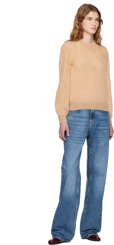 Isabel Marant Étoile Tan Jenia Openwork Mohair Knit Sweater In Brown