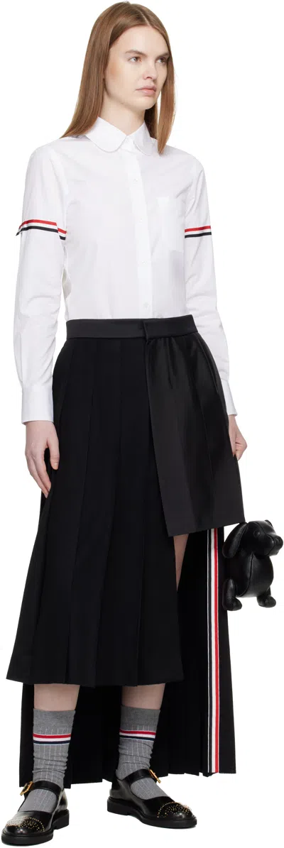 Thom Browne White Poplin Armbands Classic Round Collar Shirt In White