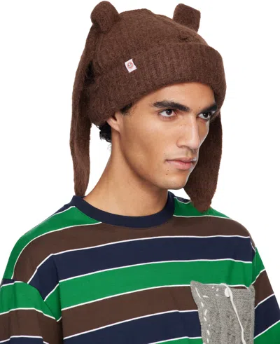 Charles Jeffrey Loverboy Brown Alpaca Chunky Rabbit Beanie In Brown
