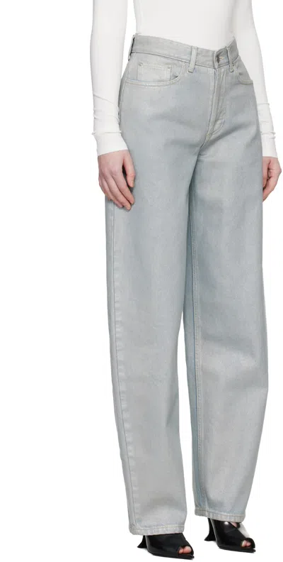 Mugler Blue Foil Jeans In Blue