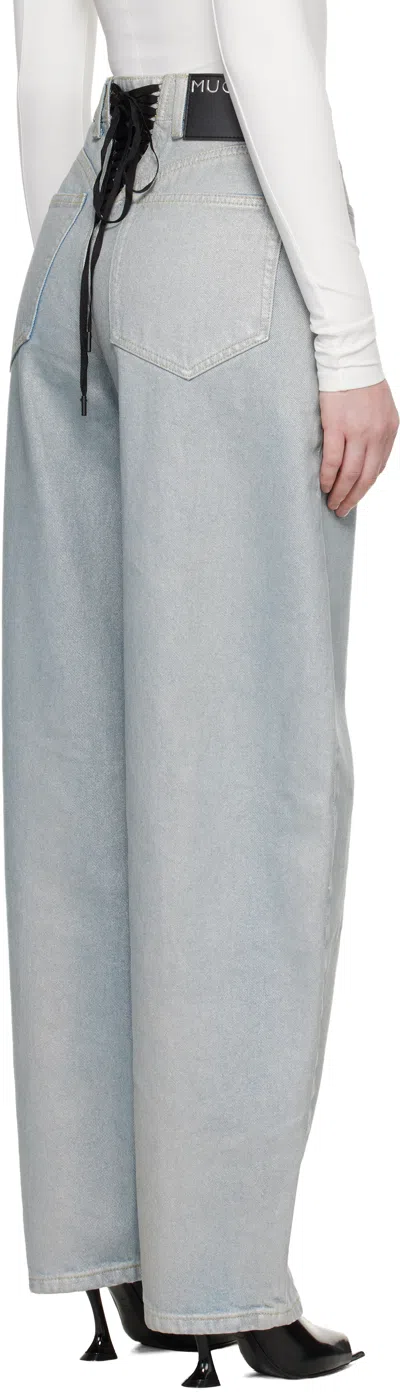 Mugler Blue Foil Jeans In Blue