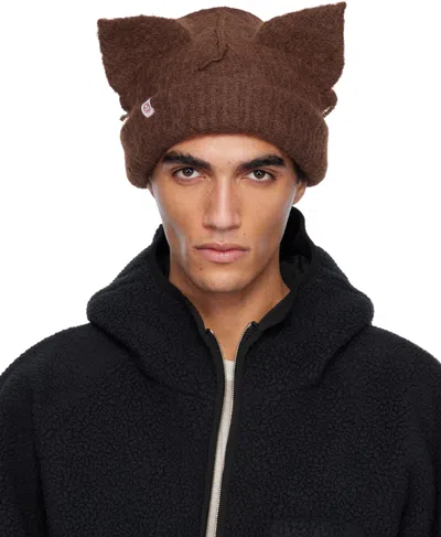Charles Jeffrey Loverboy Brown Alpaca Chunky Ears Beanie In Brown