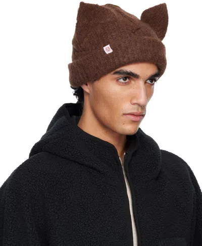 Charles Jeffrey Loverboy Brown Alpaca Chunky Ears Beanie In Brown