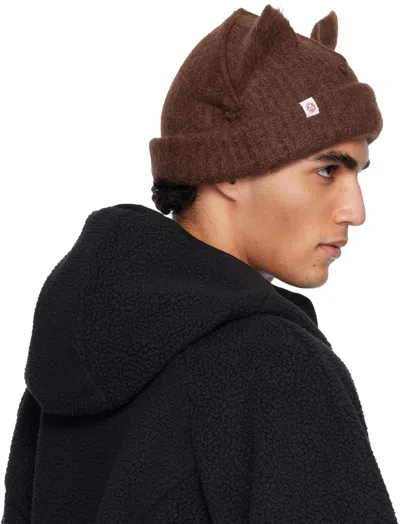 Charles Jeffrey Loverboy Brown Alpaca Chunky Ears Beanie In Brown