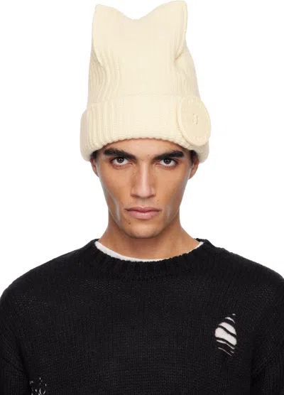 Charles Jeffrey Loverboy Off-white Box Beanie In Neutral