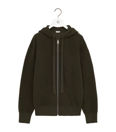Loewe Wool-blend Terry Anagram Hoodie In Green