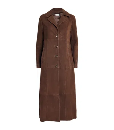 Rixo London Astraea Paneled Suede Coat In Brown