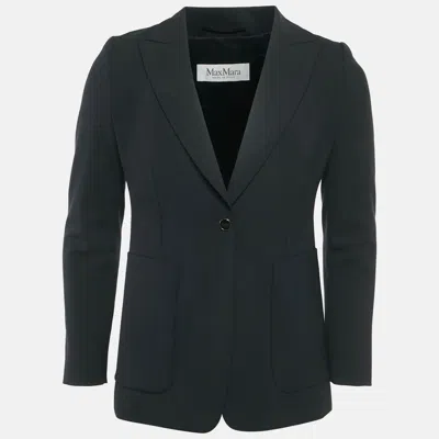 Pre-owned Max Mara Navy Blue Wool Tailored Blazer M