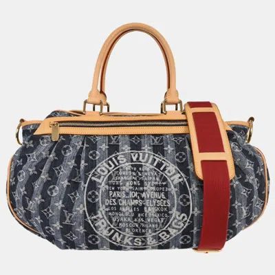 Pre-owned Louis Vuitton Blue Monogram Denim Cabas Raye Gm 2way Tote