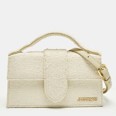 Pre-owned Jacquemus Le Bambino Grand Off White Canvas Top Handle Bag