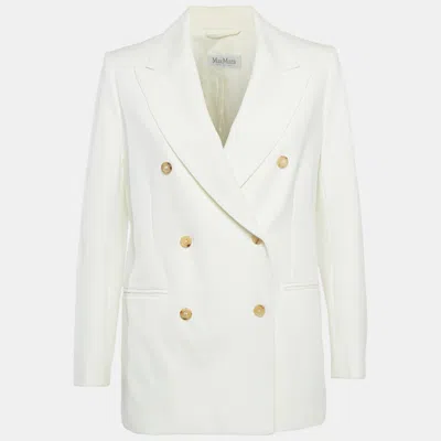 Pre-owned Max Mara White Crepe Double Breasted Blazer S
