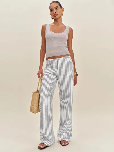 Reformation Vida Linen Low Rise Pant Grey 8 In Gray