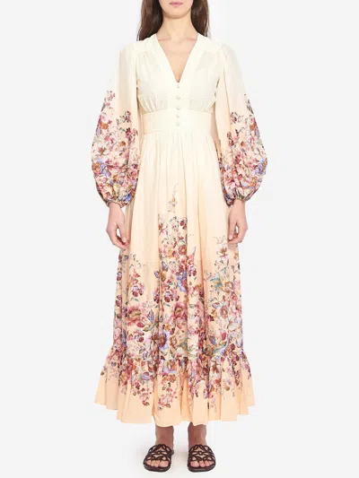 Zimmermann Awaken Plunge Maxi Dress With Separate Slip Clothing In Multi