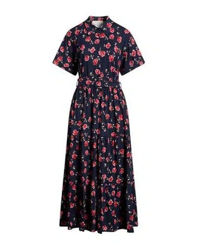 Kaos Day By Day Woman Maxi Dress Midnight Blue Size 8 Cotton, Elastane In Black