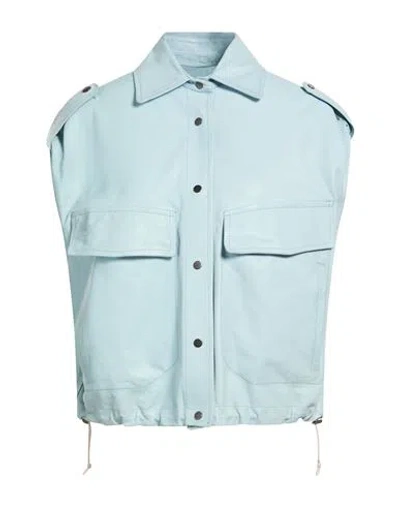 Salvatore Santoro Woman Vest Sky Blue Size 6 Ovine Leather In Blue