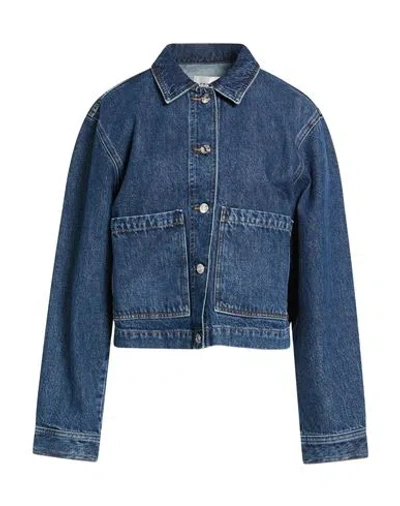 Frame The Patch Pocket Jacket Woman Denim Outerwear Blue Size M Recycled Cotton In Blue
