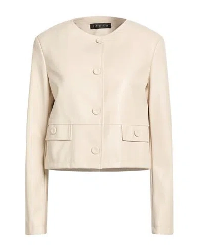 Icona By Kaos Woman Jacket Ivory Size 8 Polyurethane, Polyester In Neutral