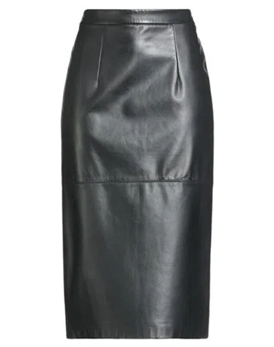 Luisa Spagnoli Woman Midi Skirt Black Size 10 Sheepskin In Black