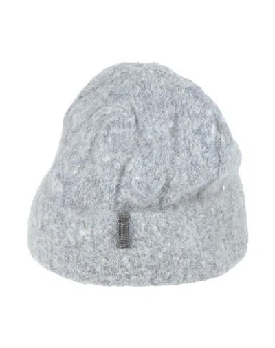 Brunello Cucinelli Woman Hat Grey Size S Wool, Mohair Wool, Brass In Gray