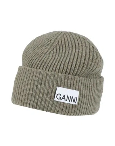 Ganni Woman Hat Military Green Size Onesize Wool, Recycled Wool, Recycled Polyamide In Green