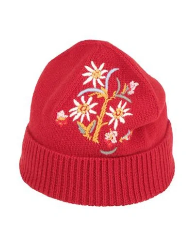 Bally Woman Hat Red Size Onesize Merino Wool, Cotton, Polyester, Wool, Acrylic In Red
