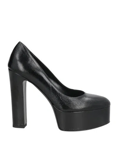 Noa A. Woman Pumps Black Size 8 Leather In Black