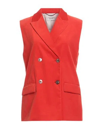 Agnona Woman Blazer Red Size 14 Cotton, Cashmere, Elastane In Red