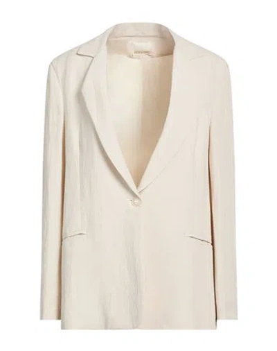 Angela Davis Woman Blazer Off White Size 8 Viscose, Linen In White