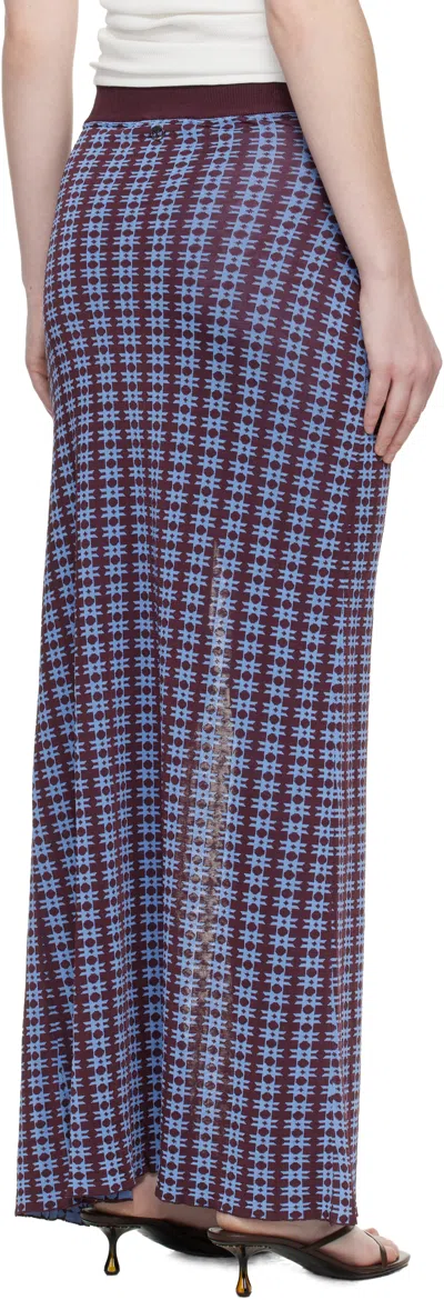 Rabanne Patterned Fine-knit Midi Skirt In Blue