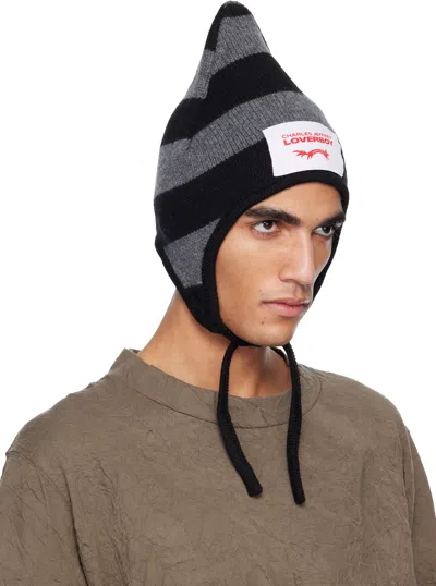 Charles Jeffrey Loverboy Black & Gray Spike Bonnet Beanie In Gray