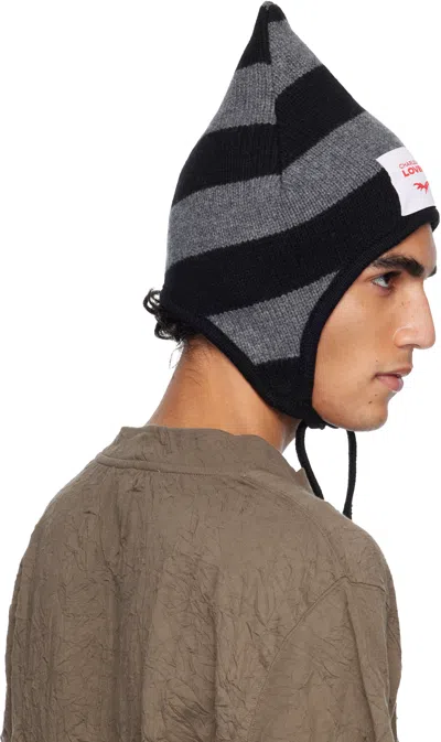 Charles Jeffrey Loverboy Black & Gray Spike Bonnet Beanie In Gray