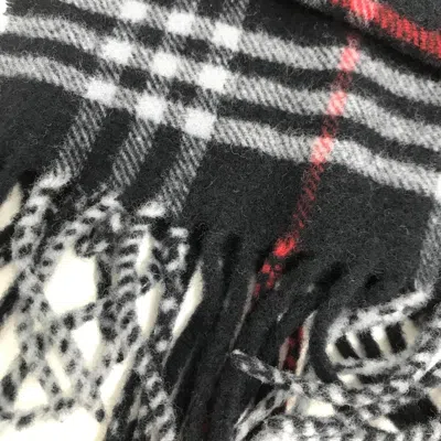 Pre-owned Burberry Nova Check Wool Scarf With Women's Fringe () In Blue