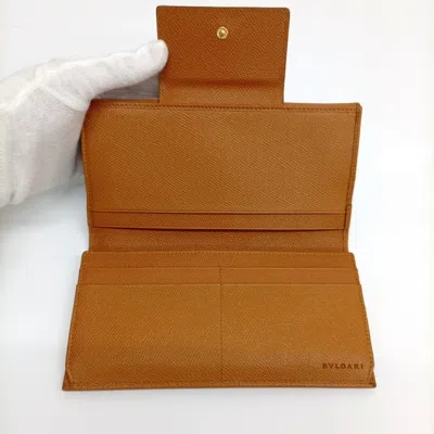 Pre-owned Bvlgari Brown Leather Long Wallet (bi-fold) ()