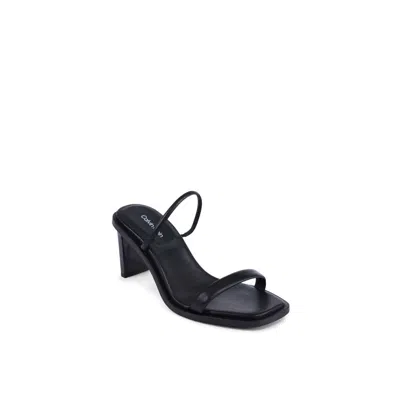 Calvin Klein Black Leather Stiletto Heel Sandals In Black