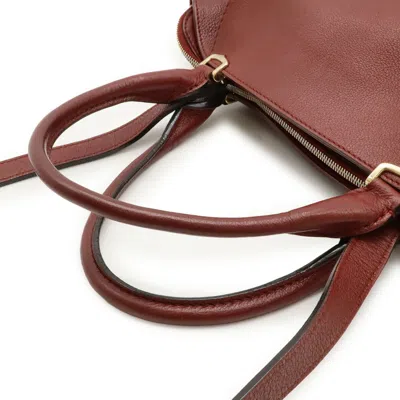 Pre-owned Cartier Bordeaux Leather Handbag Shoulder Bag Tote Bag () In Burgundy