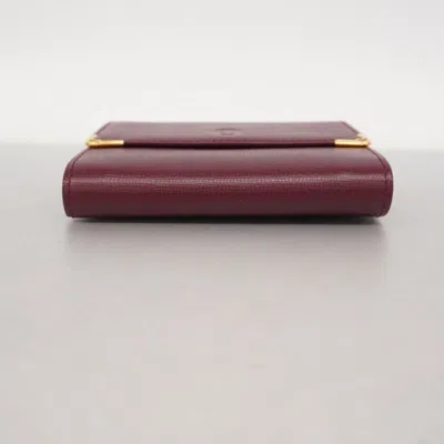 Pre-owned Cartier Bordeaux Leather Wallet (tri-fold) () In Burgundy