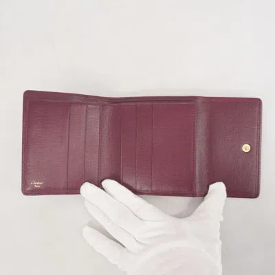 Pre-owned Cartier Bordeaux Leather Wallet (tri-fold) () In Burgundy